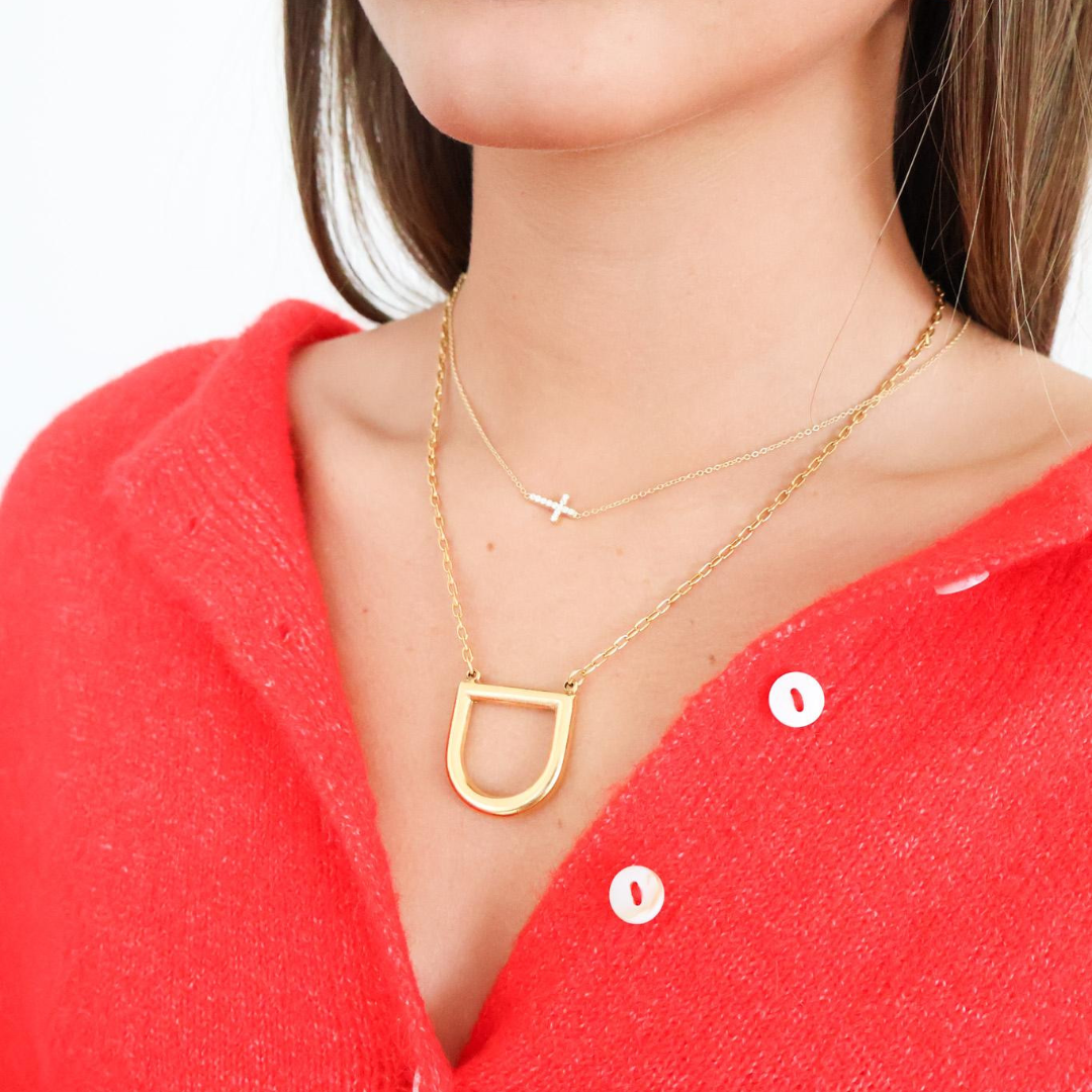 Brushed Oval Necklace