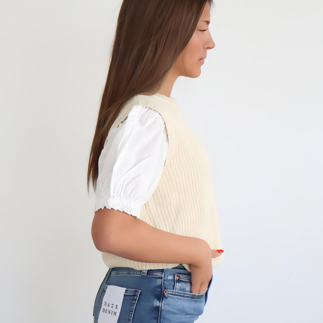 Twofer Puff Sleeve Sweater Top