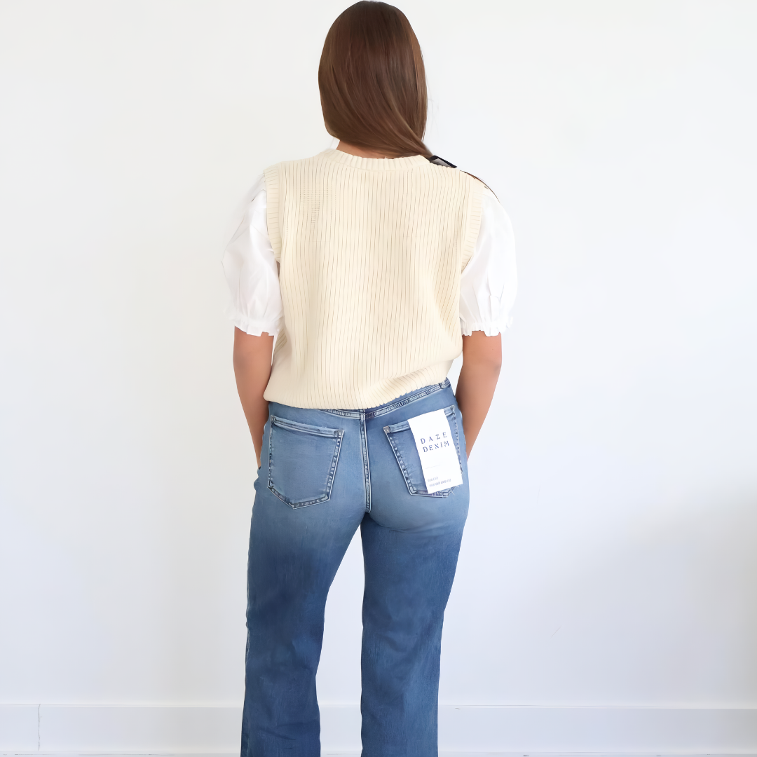 Twofer Puff Sleeve Sweater Top
