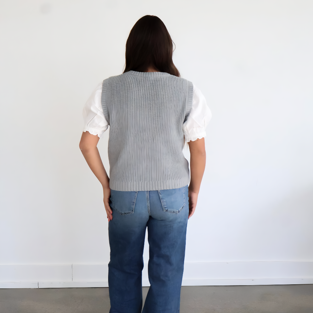 Twofer Puff Sleeve Sweater Top
