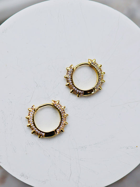 Spiked Gold or Silver Huggie Earring