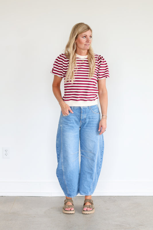 Striped Puff Short Sleeve