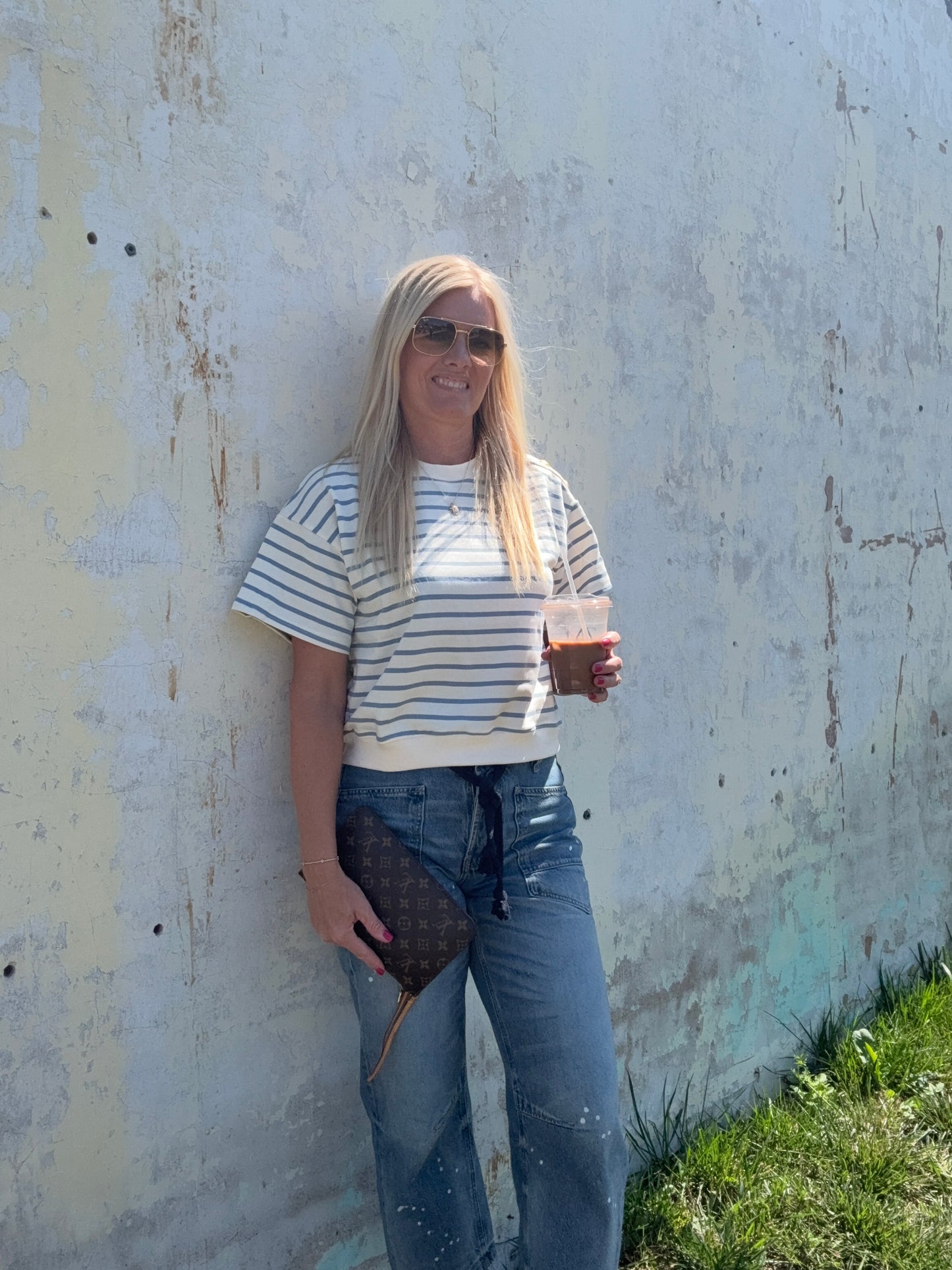 Striped Side Button Tee