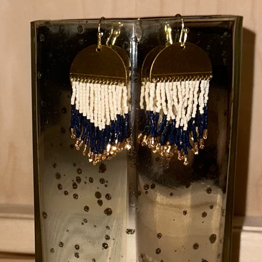 Curved Patterned Fringed Earring