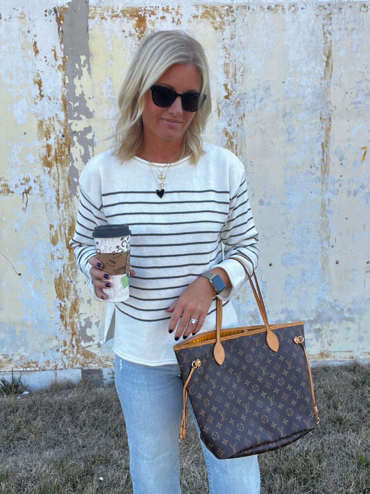 Trim Striped Sweater