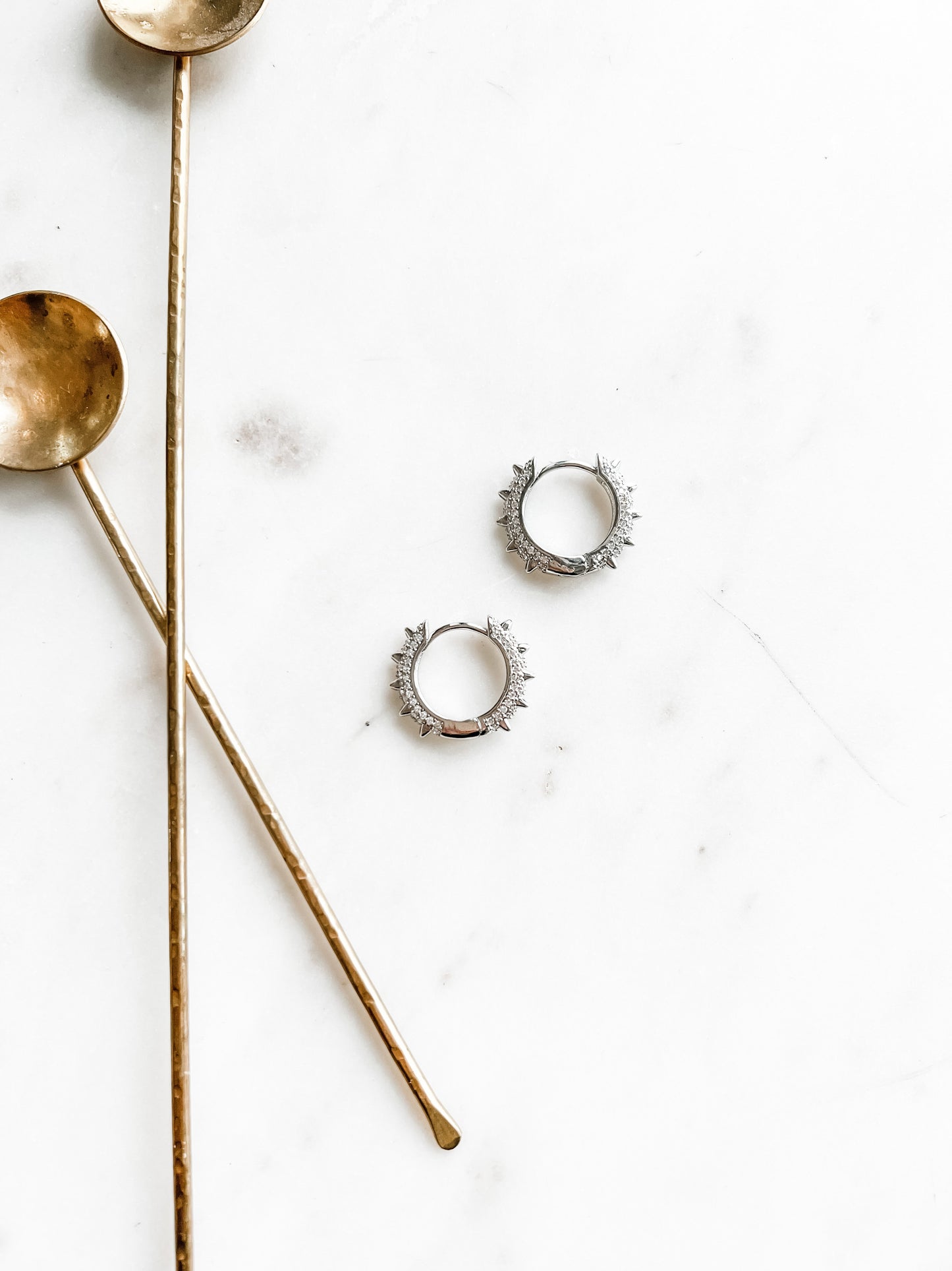 Spiked Gold or Silver Huggie Earring