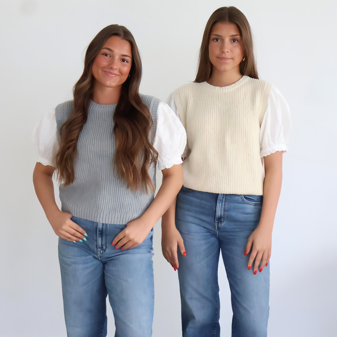 Twofer Puff Sleeve Sweater Top