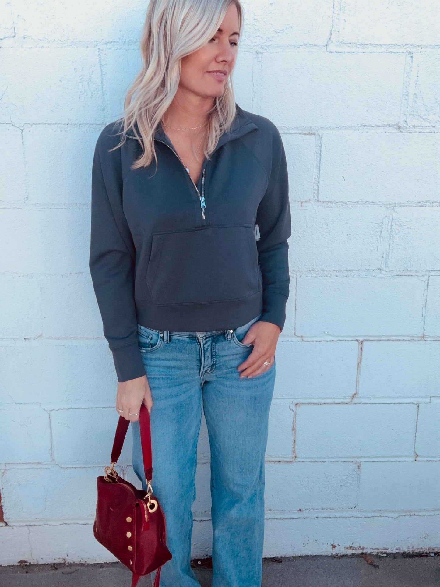 Risen mid rise wide leg jean