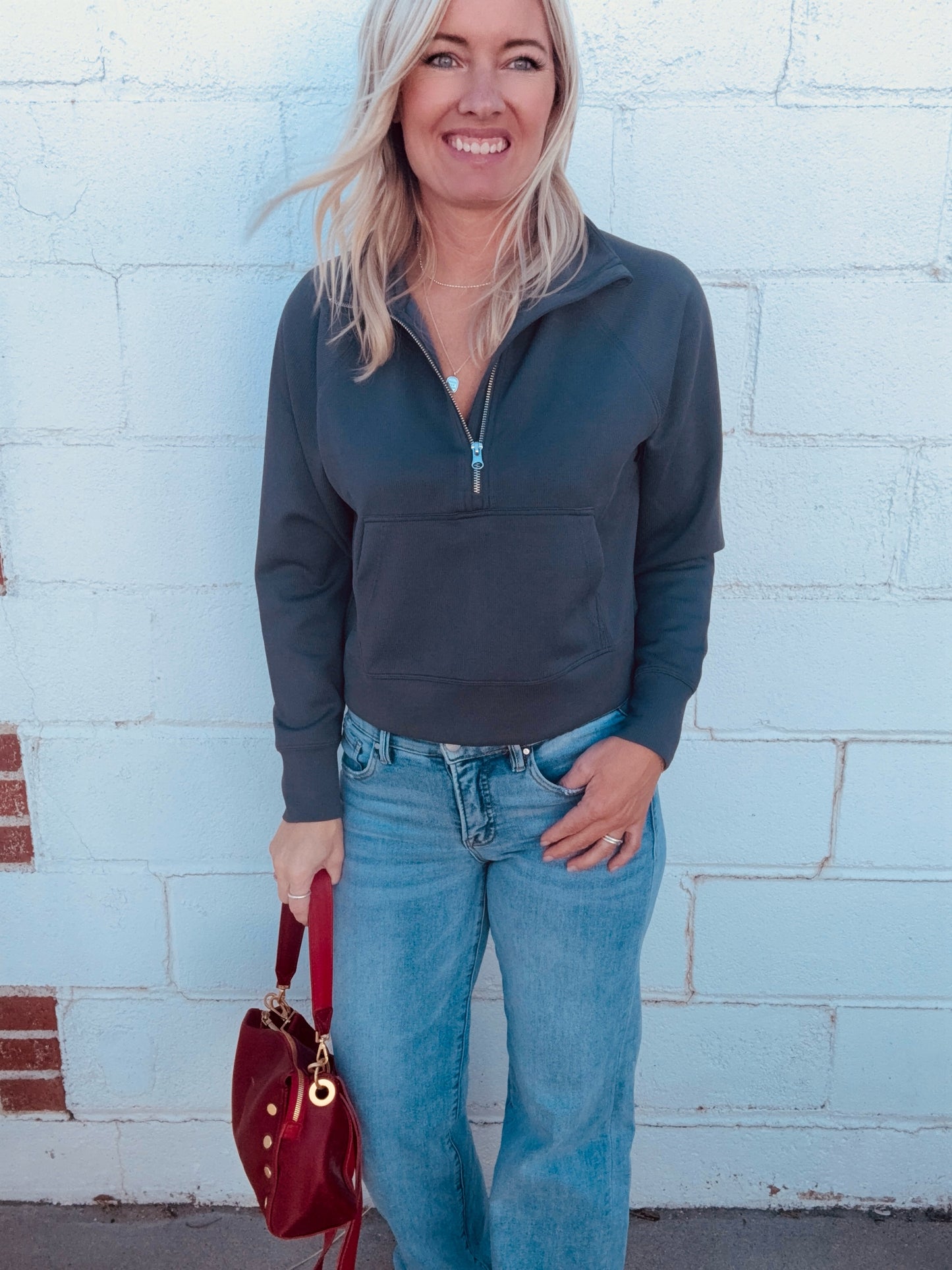 Risen mid rise wide leg jean