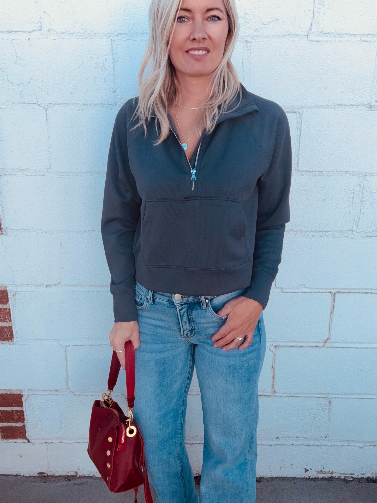 Ribbed 1/4 Zip Long sleeve