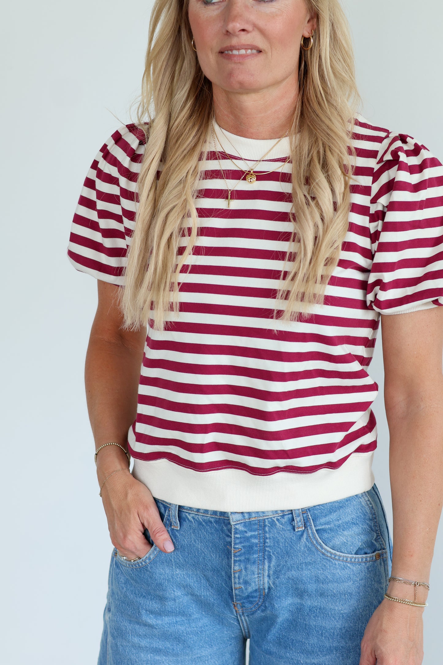 Striped Puff Short Sleeve