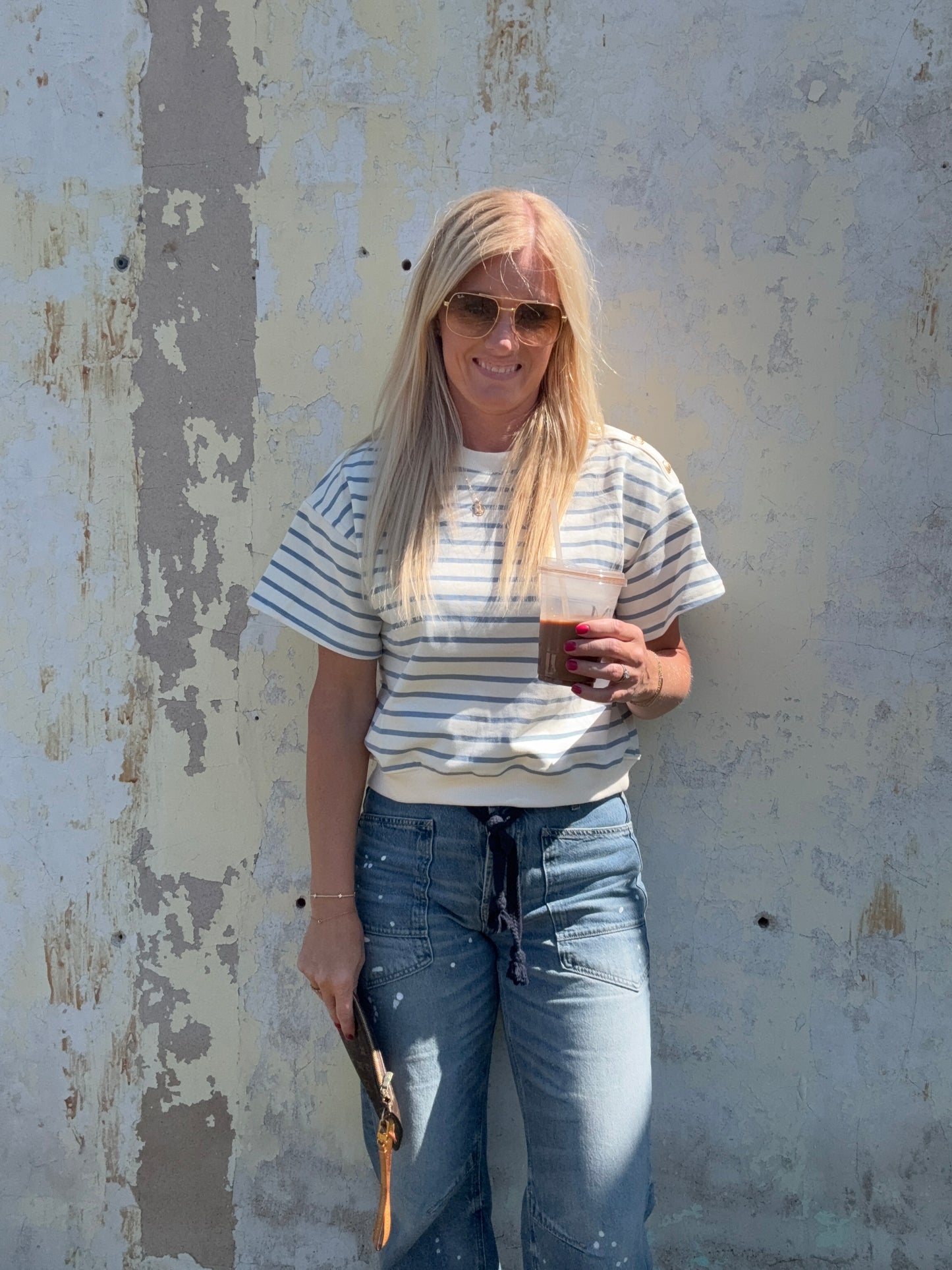 Striped Side Button Tee