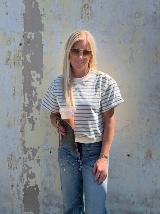 Striped Side Button Tee