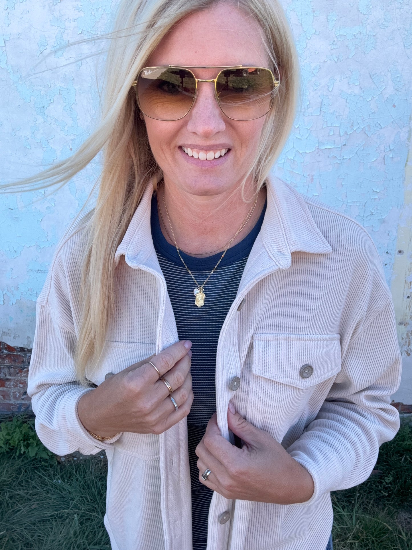 Cream Ribbed Shacket