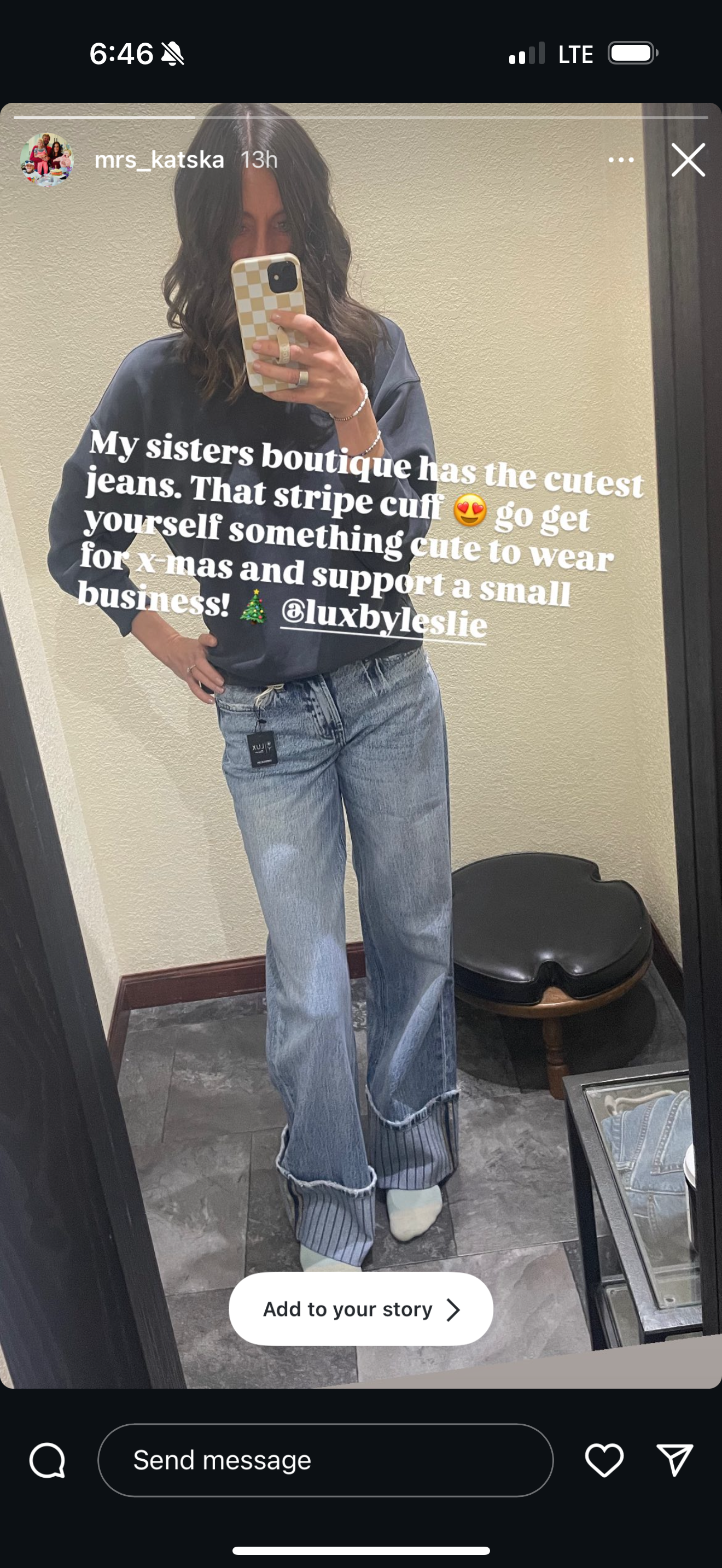 Wide Stripe Cuff Mid Rise Jean