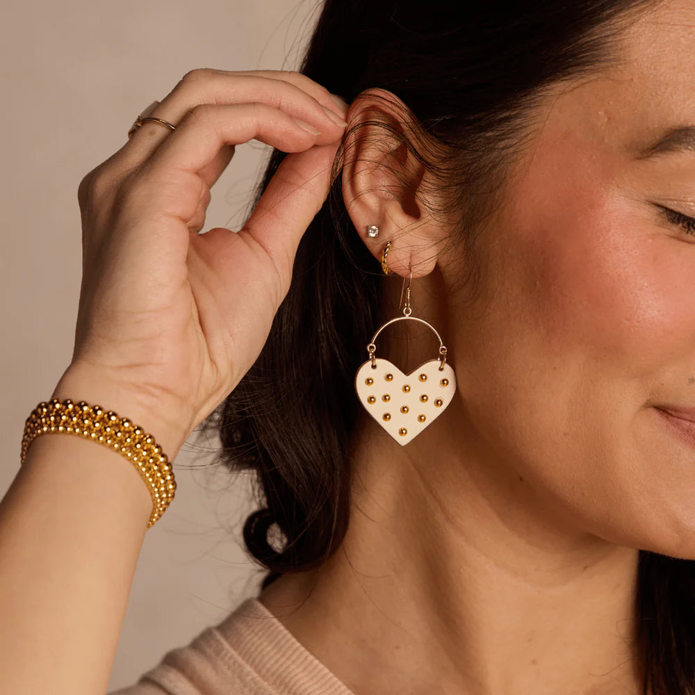 Studded Heart Gold Earring