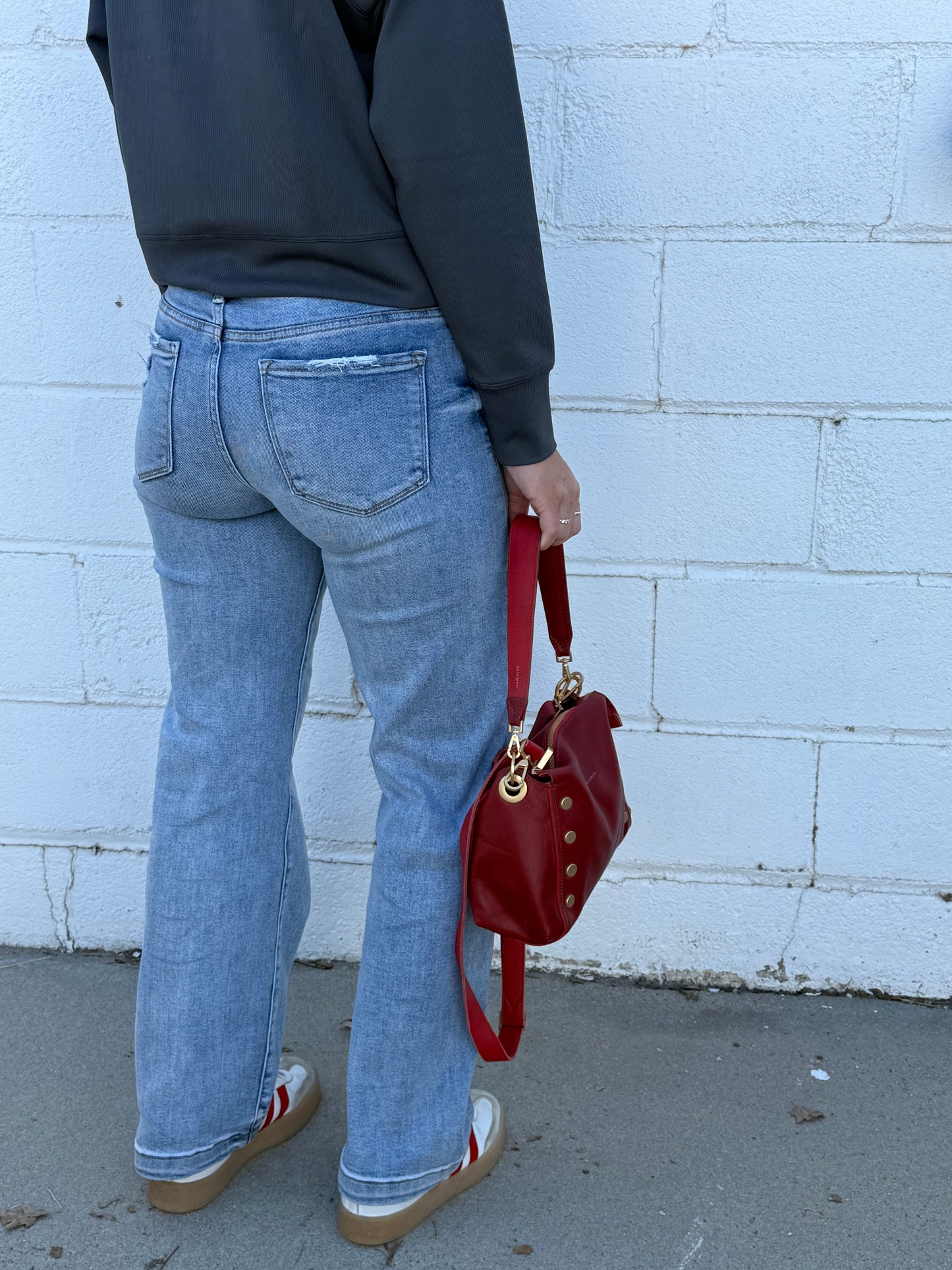 Risen mid rise wide leg jean