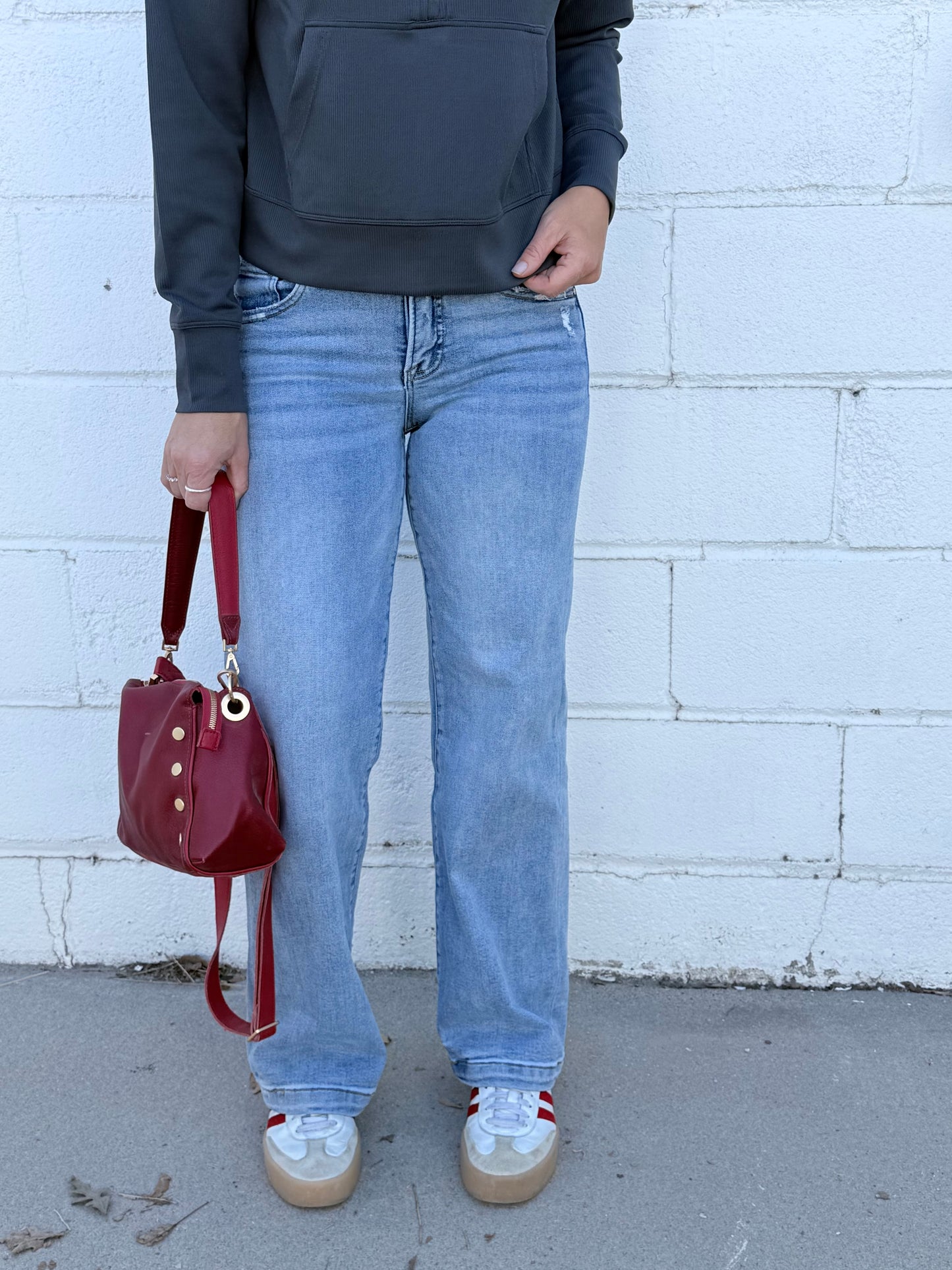 Risen mid rise wide leg jean