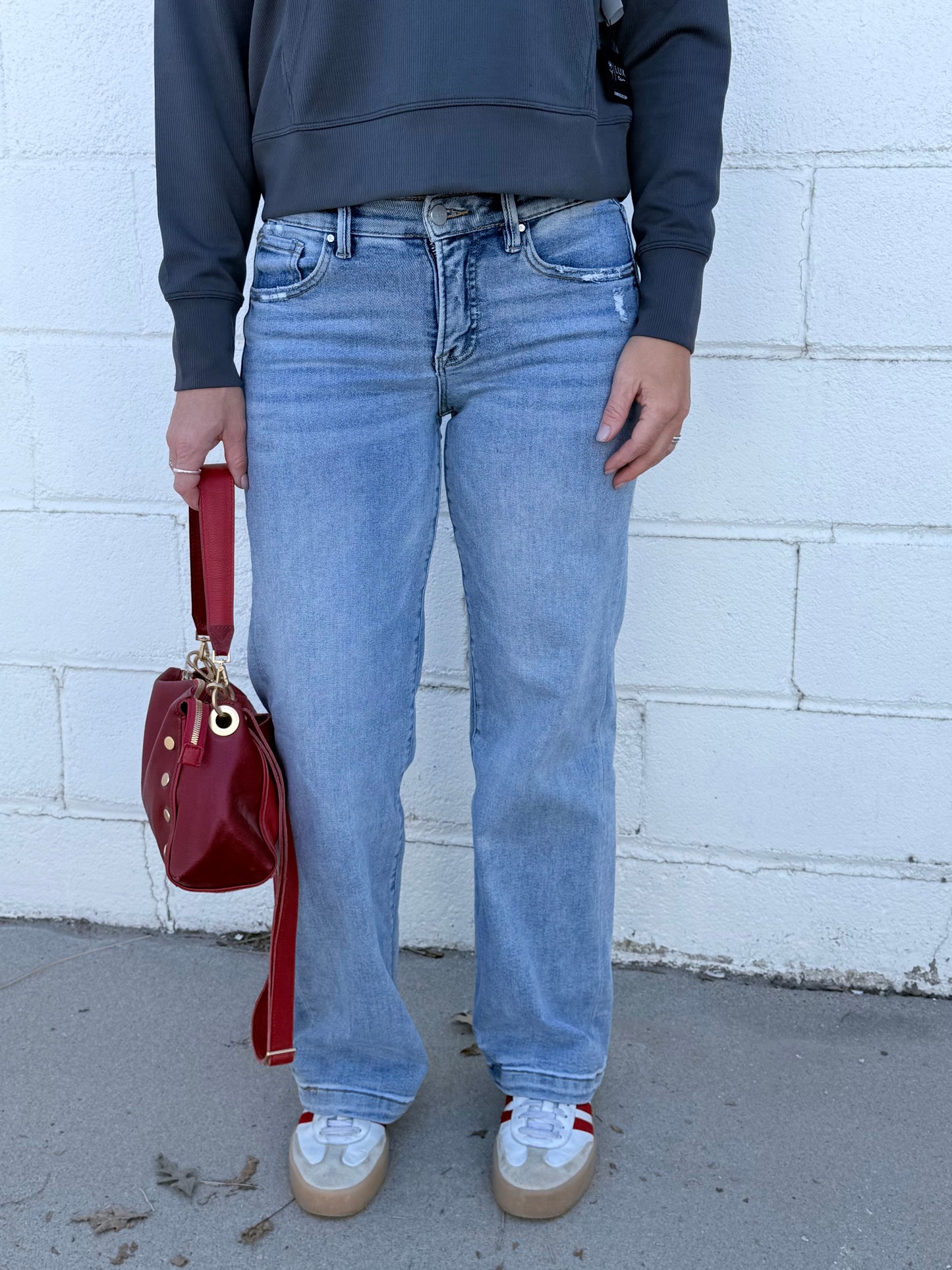 Risen mid rise wide leg jean