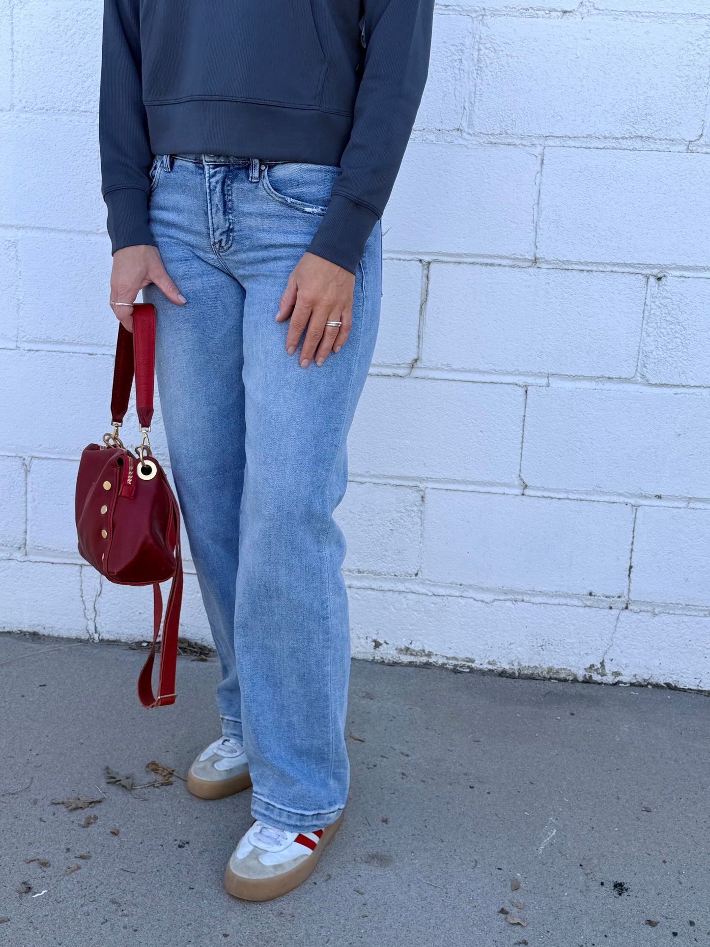 Risen mid rise wide leg jean