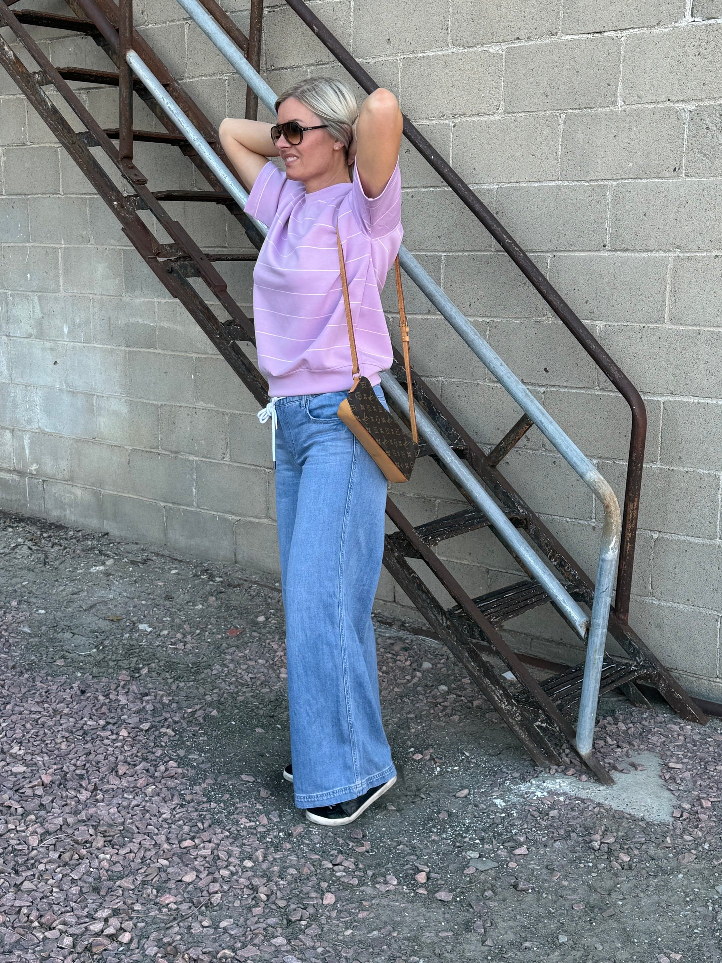 Model Stripe Short Sleeve Tee