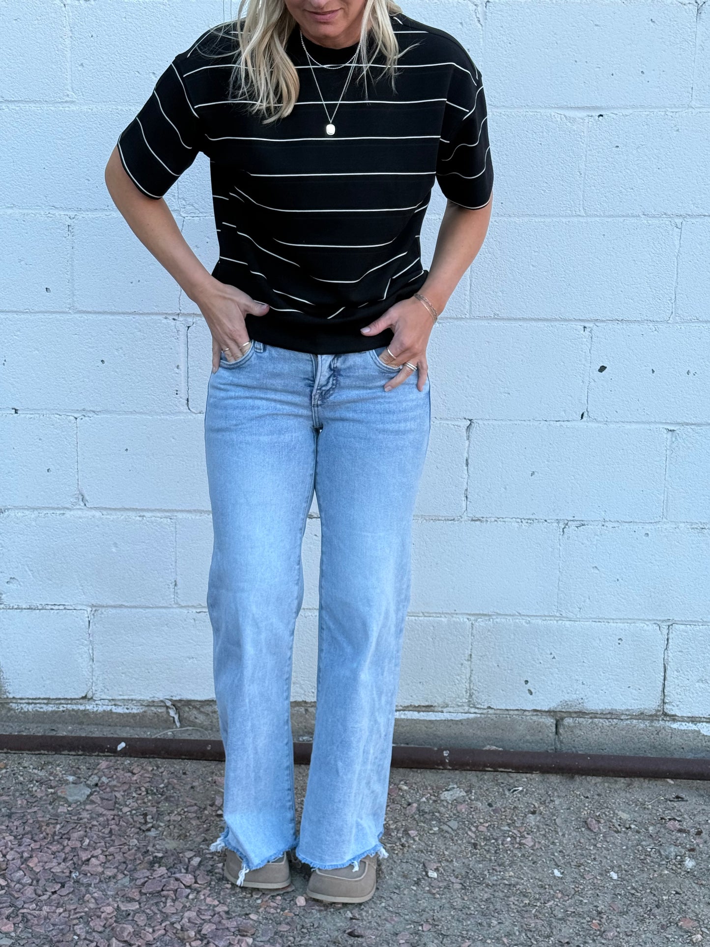 Model Stripe Short Sleeve Tee