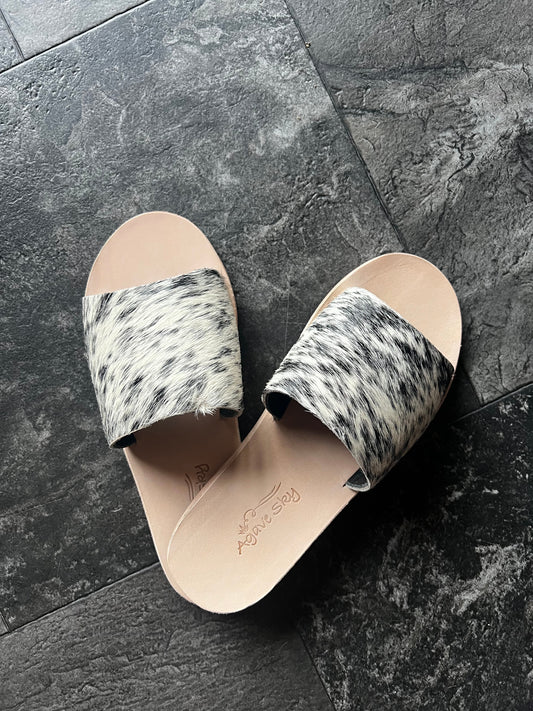 Nadia Cowhide Slides